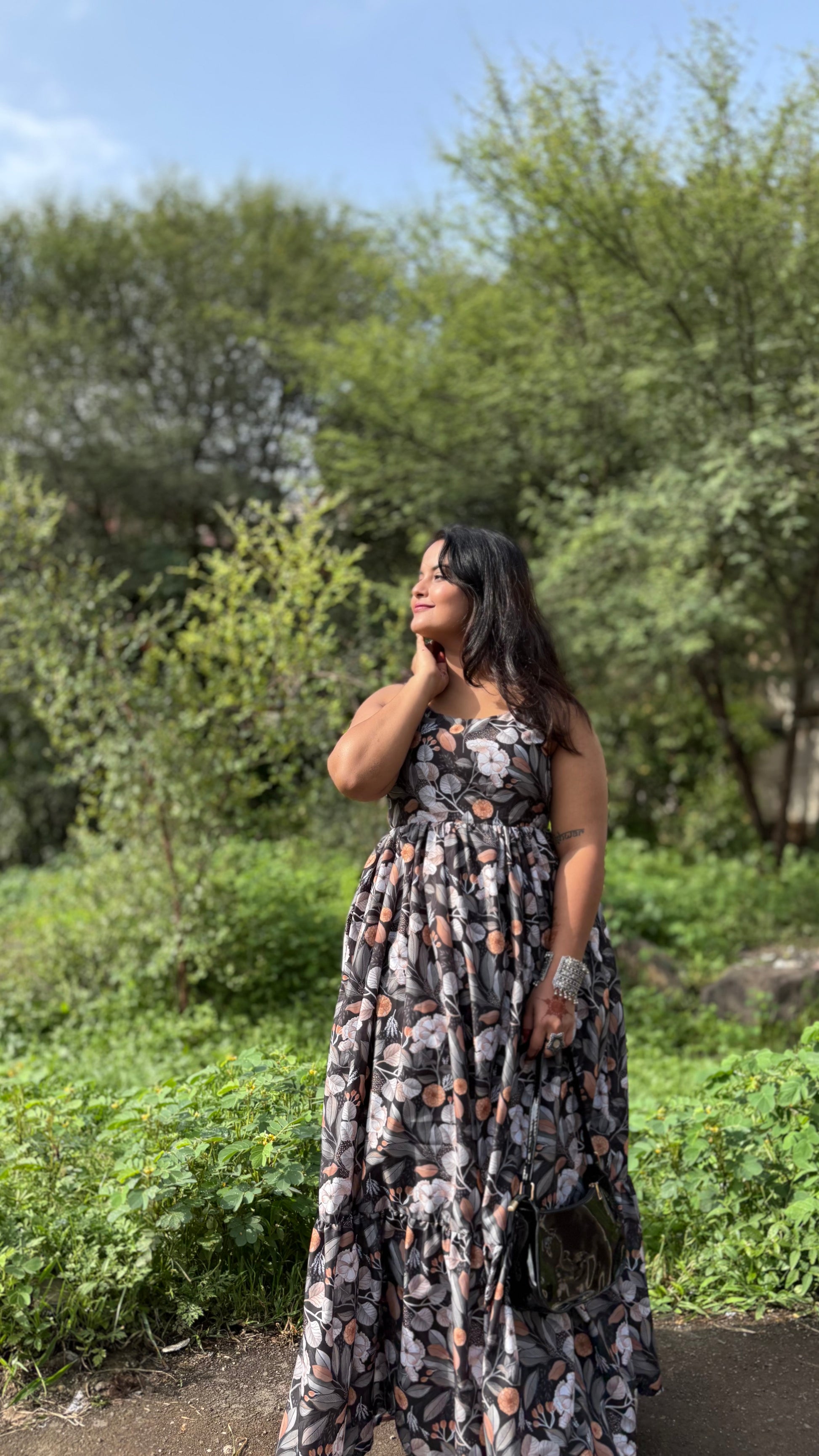 Black flora dress