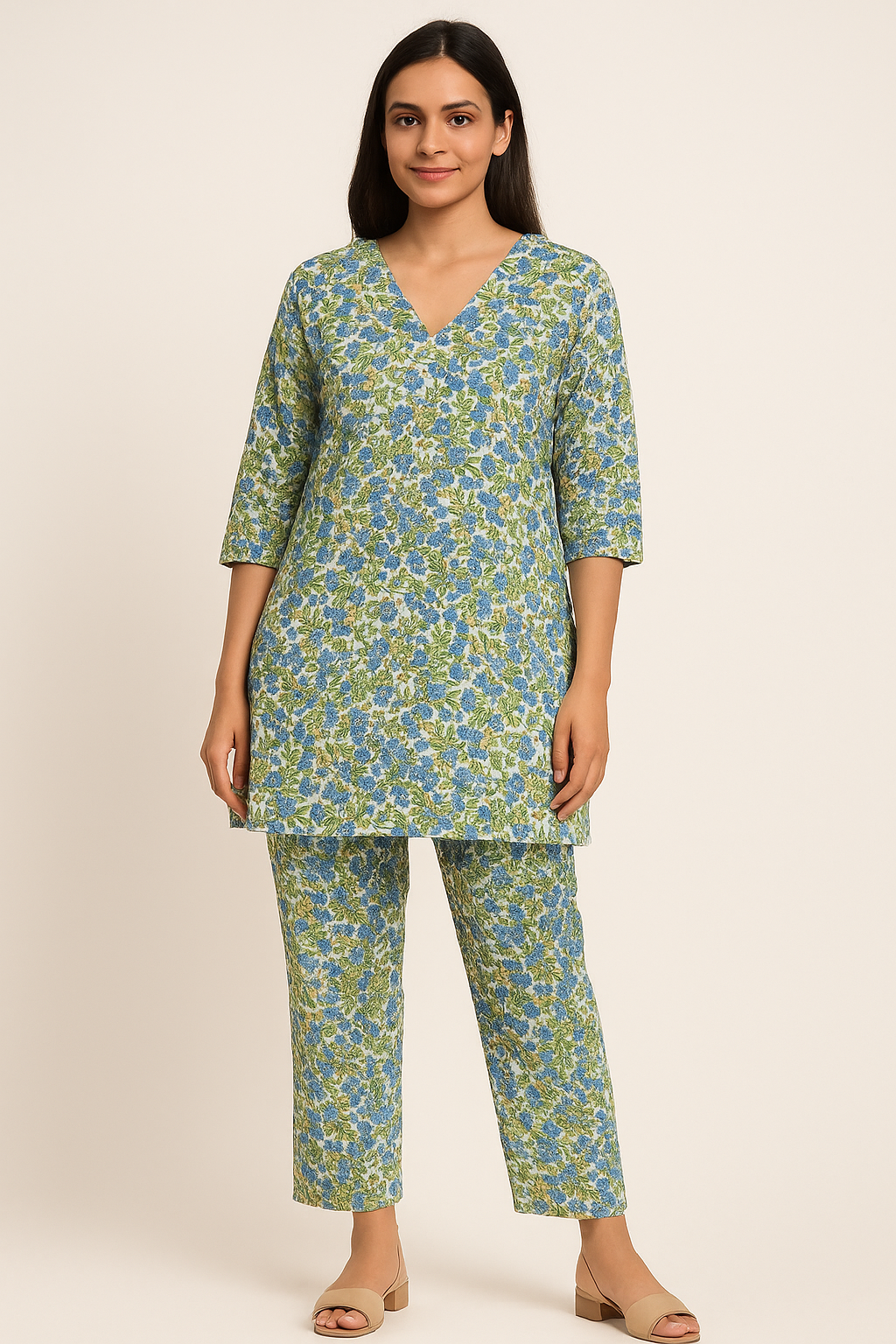 Lime green floral set