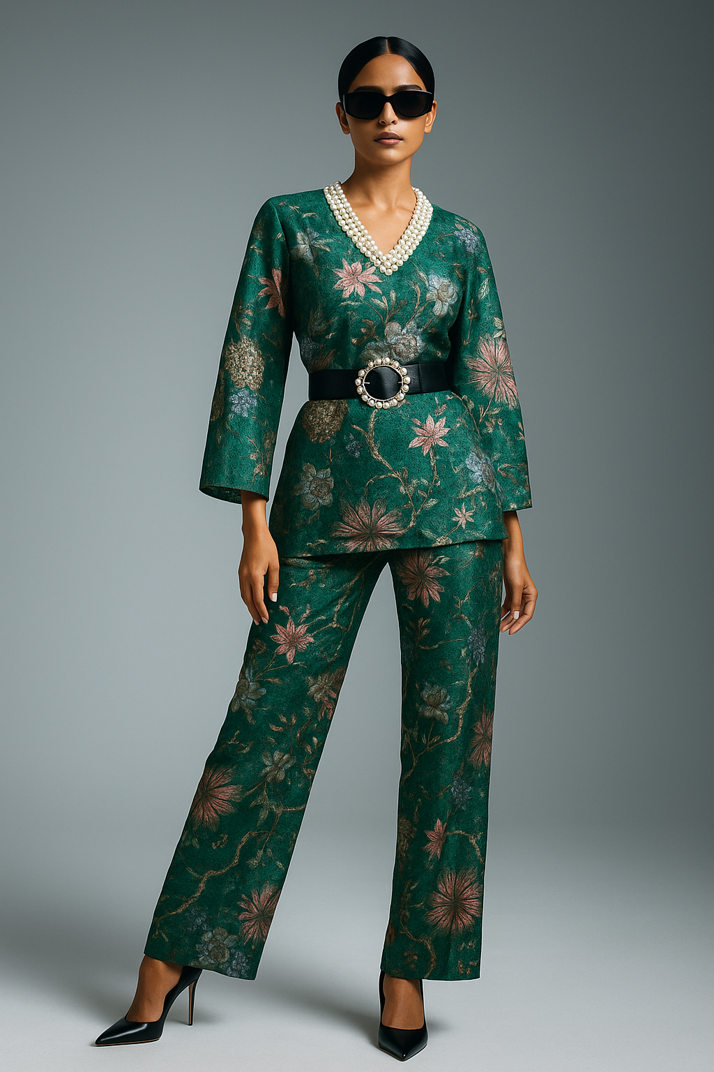 Teal Blossom Co-ord Set