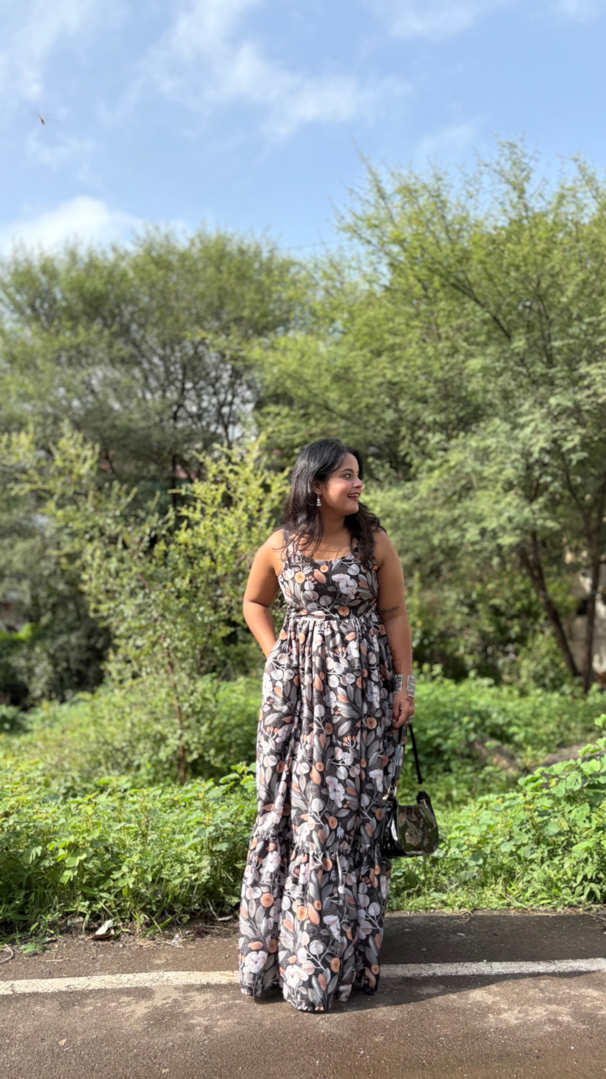 Black flora dress