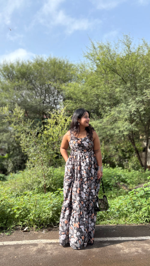 Black flora dress